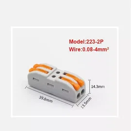 Złączka szybkozłączka przelotowa 2x2x0,08-4mm 32A/600V typ WAGO 223-2P