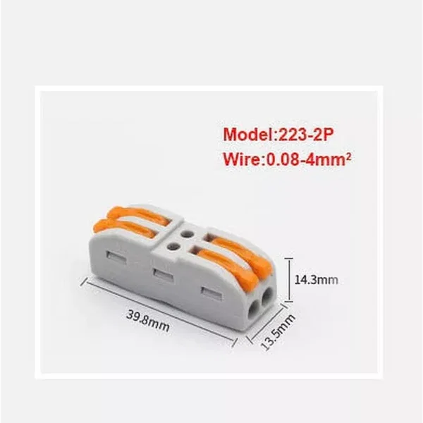 Złączka szybkozłączka przelotowa 2x2x0,08-4mm 32A/600V typ WAGO 223-2P