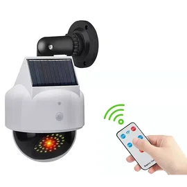 Solarna lampka i atrapa kamery monitoringu zewnętrzna z pilotem IR