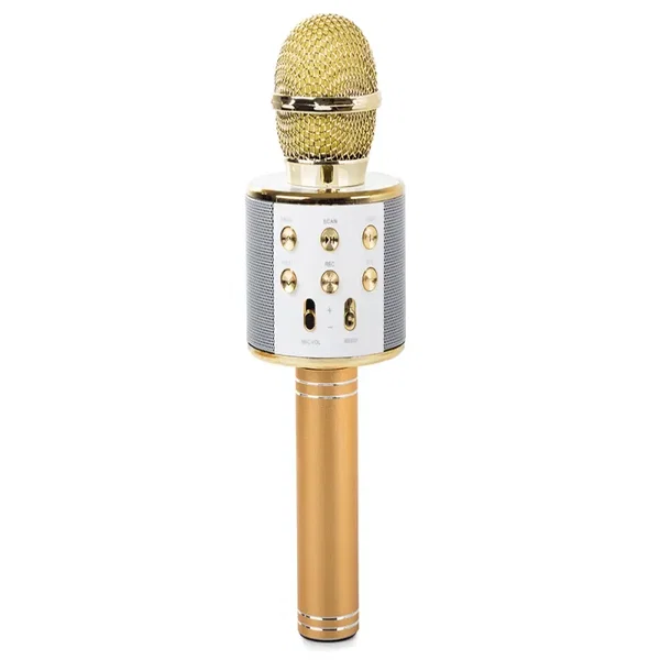 Mikrofon bezprzewodowy bluetooth karaoke okrągły z etui różne tryby