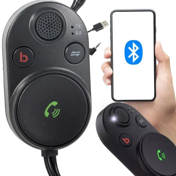 Transmiter samochodowy bluetooth 5.3 adapter kabel usb aux bass boost