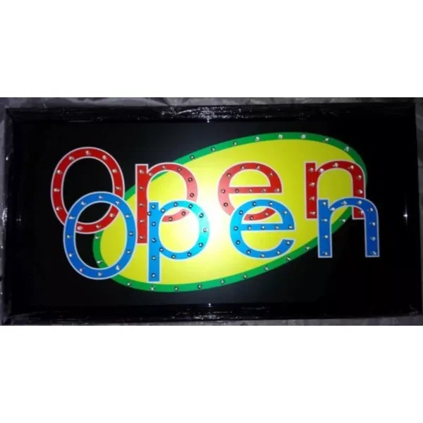 Animowana tablica LED z napisem OPEN