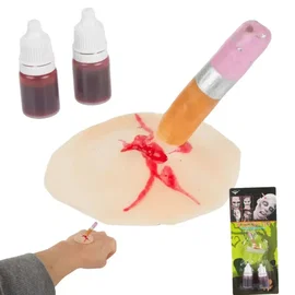 Sztuczna rana makeup kit zestaw na halloween z krwią wbity ołówek