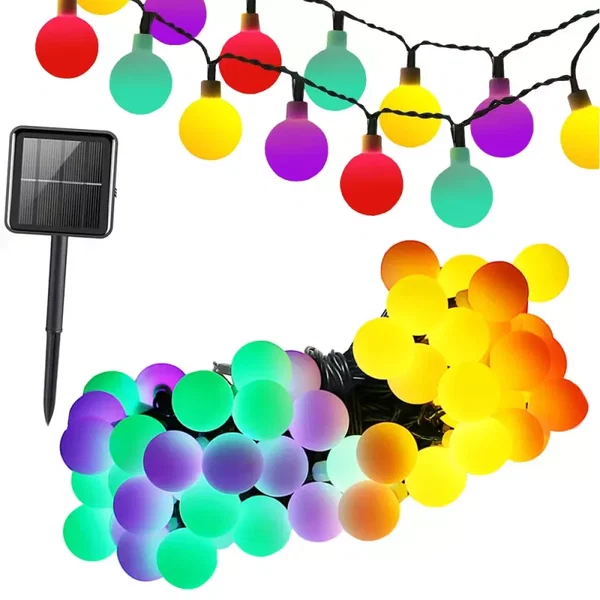Girlanda ogrodowa solarna lampki kulki 40 led multikolor 6 matrów