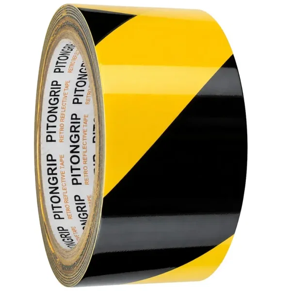 Taśma ostrzegawcza winylowa żółto czarna 49mm 18m do tworzenia linii