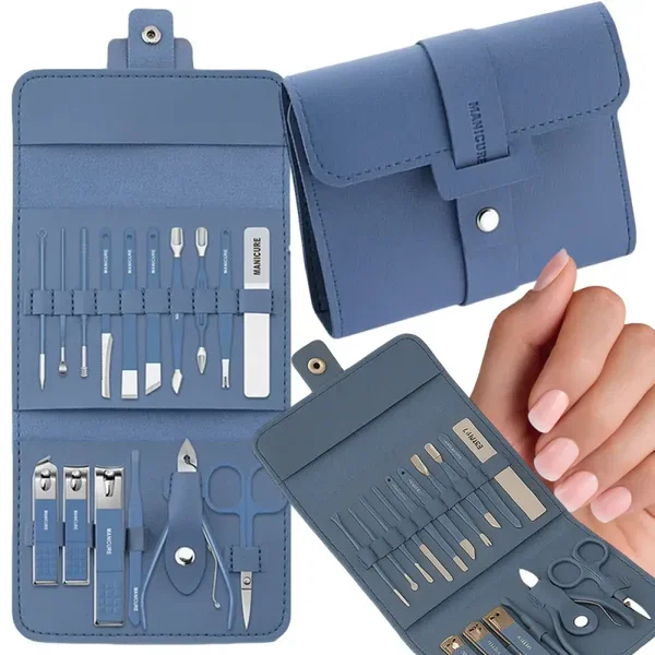 Zestaw do paznokci przybornik manicure pedicure etui cążki 16 elem.