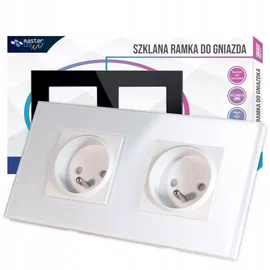 Gniazdo 230V/16A z ramką podwójne szklane białe lub czarne