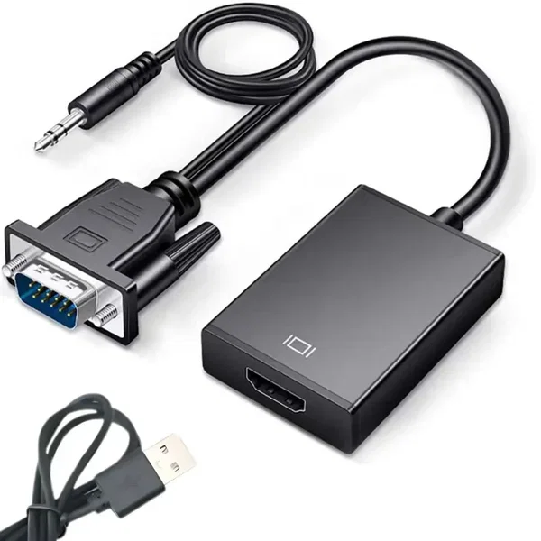 Kabel adapter konwerter vga-hdmi full hd d-sub z dźwiękiem jack 3.5mm