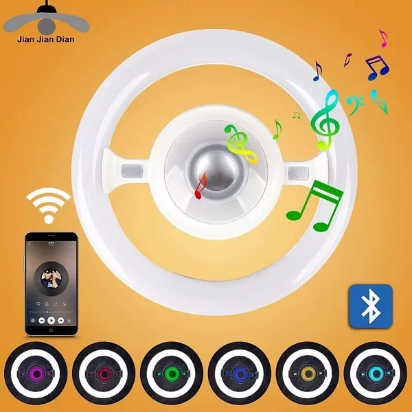 Grająca lampa muzyczna żyrandol LED 22w/26cm z głośnikiem Bluetooth