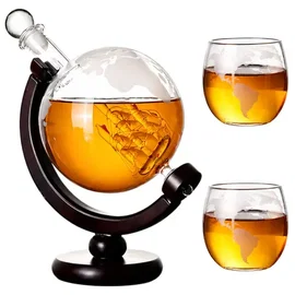 Karafka do whisky globus 2 szklanki zestaw dekoracyjny i elegancki