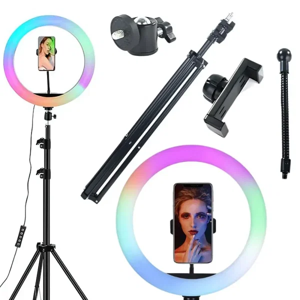 Lampa pierścieniowa RGB CCT ring uchwyt na telefon regulowany statyw