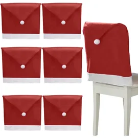 Pokrowce na krzesło 6 sztuk czerwone czapka mikołaja świąteczne