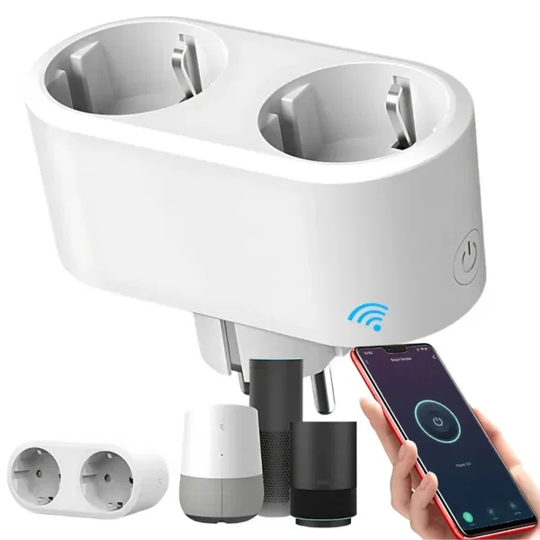 Inteligentne gniazdko podwójne elektryczne wifi smart 16A aplikacja