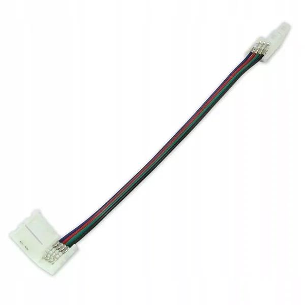 Złączka taśmy LED RGB 10mm zatrzaskowa dwustronna z kablem 14cm typ x4