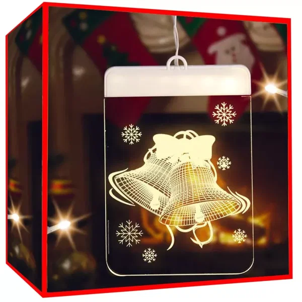 Witraż LED 3d na okno ozdoba lampki świąteczne