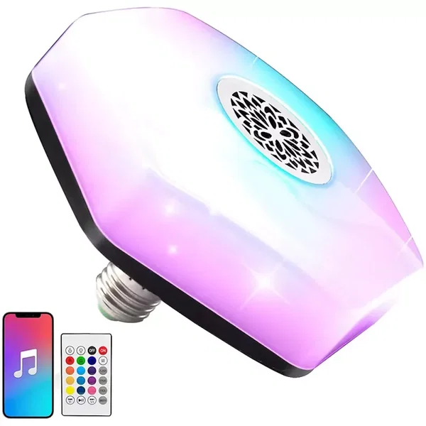Żarówka kolorowa LED RGB-w głośnik bluetooth pilot