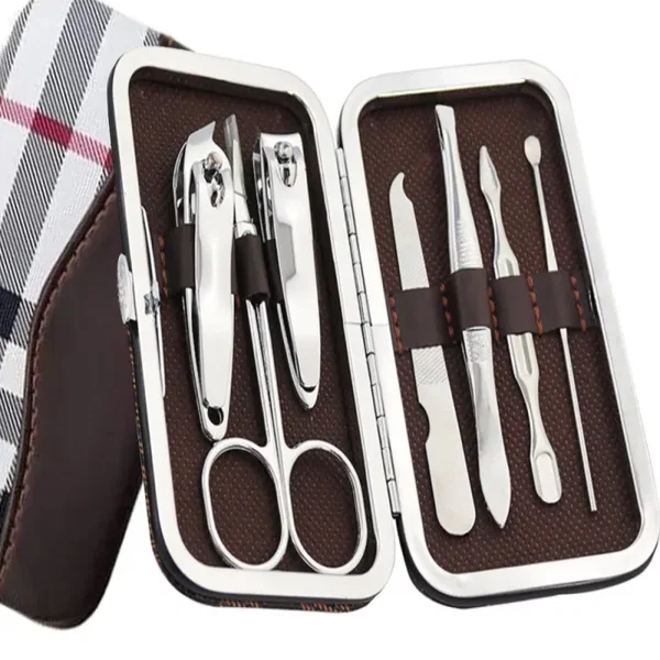 Zestaw do paznokci 7 elementów przybornik manicure pedicure etui cążki