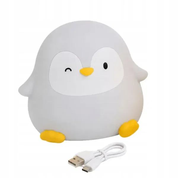 Lampka nocna pingwin led dla dzieci miękka dotykowa silikonowa usb-c