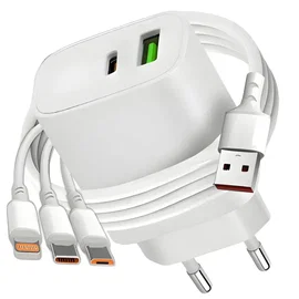Szybka ładowarka do telefonu sieciowa 20w usb i usb-c + kabel 3w1 do iphone