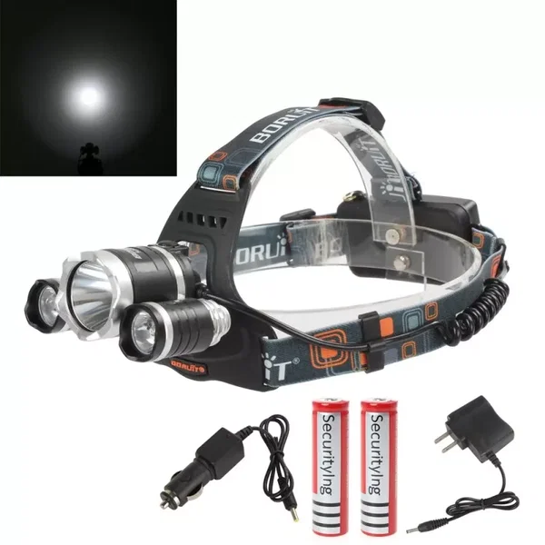 Latarka czołowa akumulatorowa LED 3 x XML T6