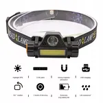 Mała lekka latarka czołowa nagłowna akumulatorowa LED T6+ moduł COB
