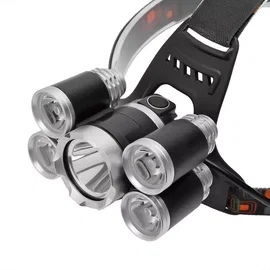 Latarka czołowa 5 LED XM-L T6 + 4R5 światło ostrzegawcze z tyłu