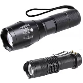 Latarka taktyczna zestaw 2 metalowych nimi latarek z zoom i akcesoriów