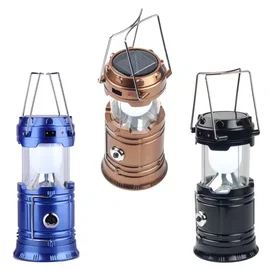 Latarka led,lampa kempimgowa, power bank, solar-na z efektem płomienia Niebieski
