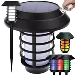 Lampa ogródowa solarna kolorowa pochodnia latarnia RGB z pilotem