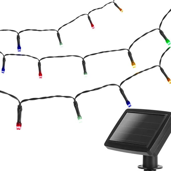 Łańcuch solarny girlanda LED 100 kolorowych lampek RGBY długość 10mb