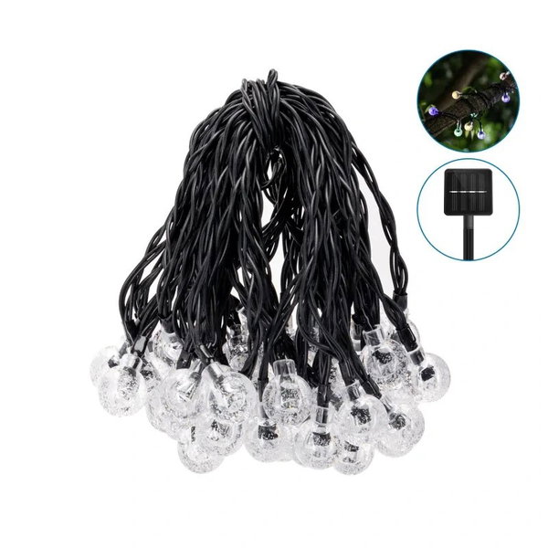 Lampki solarne girlanda 50 kolorowych RGB kulek LED długość 10 mb