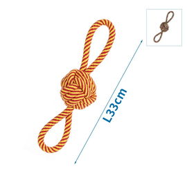 Zabawka z bawełnianego sznura z piłką i uchwytem dla psa