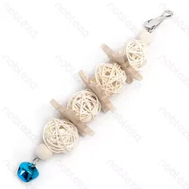 Gryzak dla papug 20x5cm drewniana zabawka dla ptaków z dzwoneczkiem