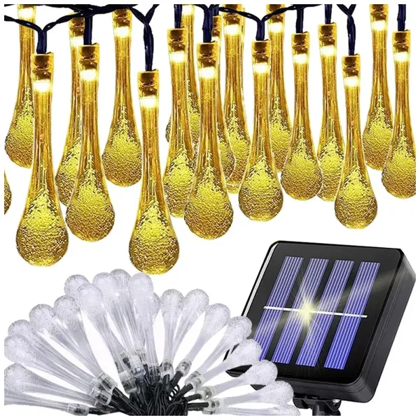 Lampki solarne 20 led łezki ogrodowe girlanda sople na taras balkon