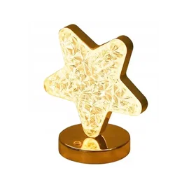 Lampa stołowa LED kryształowa gwiazda złota dotykowa 3-barwy CCT USB