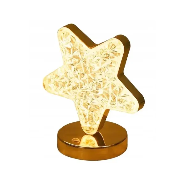 Lampa stołowa LED kryształowa gwiazda złota dotykowa 3-barwy CCT USB