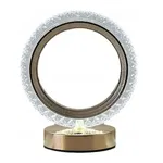 Lampa stołowa LED kryształowa złoty pierścień dotykowa 3-barwy CCT USB