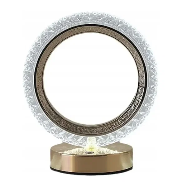 Lampa stołowa LED kryształowa złoty pierścień dotykowa 3-barwy CCT USB
