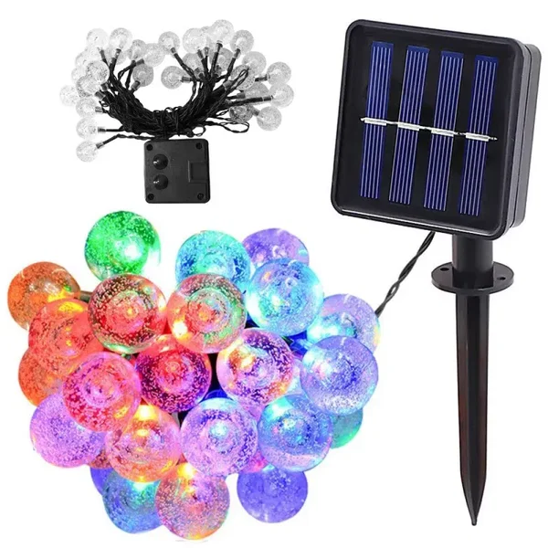 Girlanda solarna ogrodowa kolorowe lampki 40 led 6mb 8 trybów