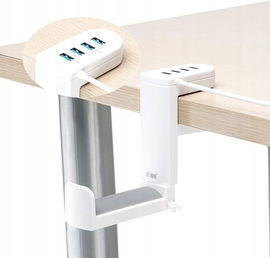 KIWIFOTOS Stojak na słuchawki 360° z USB 3.0 x1 i 2.0 x3 - biały