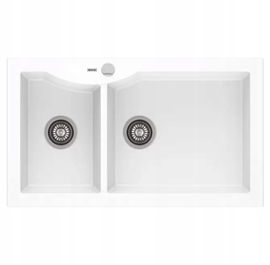 Zlewozmywak granitowy 2-komorowy bez ociekacza ZEUS 140 PURE WHITE 108