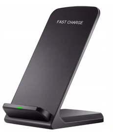 ŁADOWARKA INDUKCYJNA BEZPRZEWODOWA QI CZARNA FAST CHARGER UCHWYT STOJAK POD