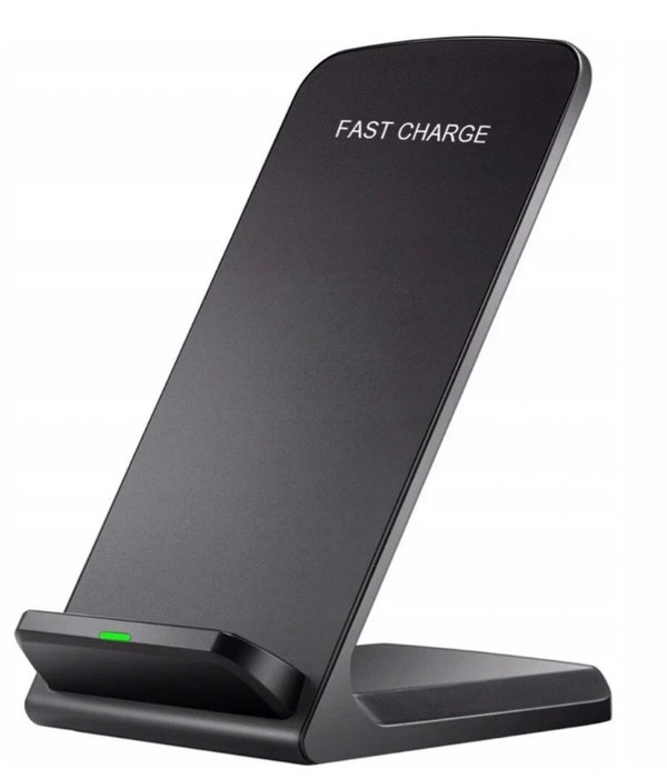 ŁADOWARKA INDUKCYJNA BEZPRZEWODOWA QI CZARNA FAST CHARGER UCHWYT STOJAK POD