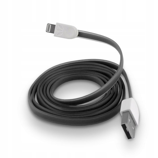 Silikonowy płaski kabel do IPhone 5s czarny