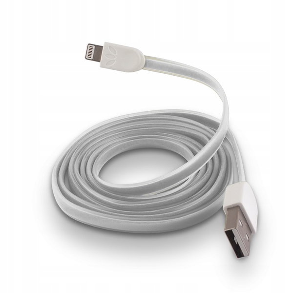Silikonowy płaski kabel do IPhone 6 biały przewód