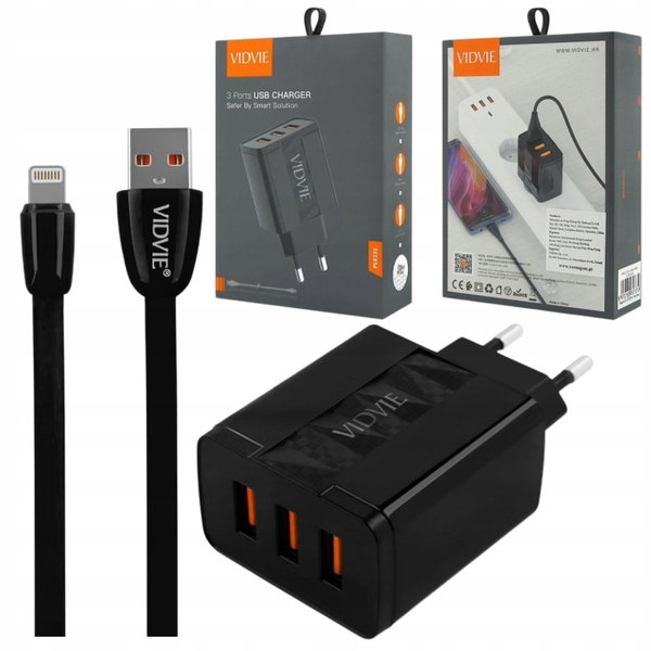 Zestaw Ładowarka 3xUSB z kablem do ładowania IPhone