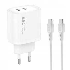 SZYBKA Ładowarka sieciowa USB TYP-C 3A 45W KOSTKA + KABEL TYP-C