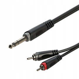 Kabel Audio 1x Duży Jack 6,3mm stereo - 2x Wtyk RCA męski 6m