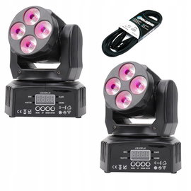 Zestaw 2x Głowica Ruchoma LED + kabel DMX