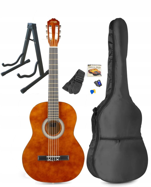 Zestaw Gitara Klasyczna MAX SOLOART + Statyw + pokrowiec i akcesoria